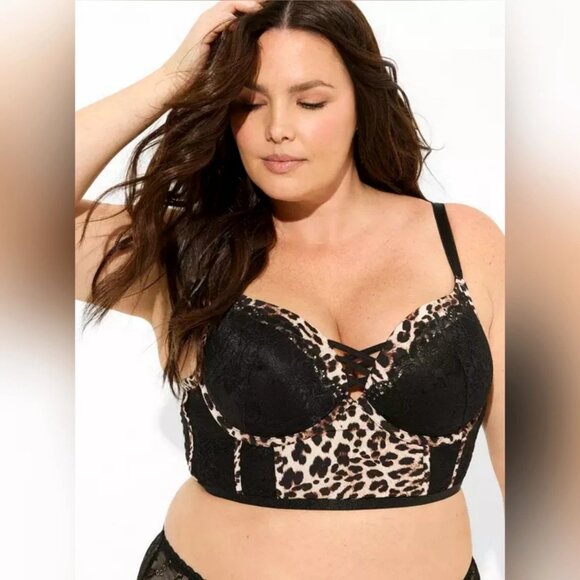 torrid Other - Torrid 40DDD Bra XO Plunge Push Up Leopard Animal Print Underwire Lingerie Lace